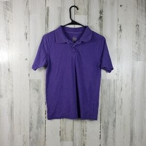 kids gender neutral purple short sleeve collar tshirt size large 10-12